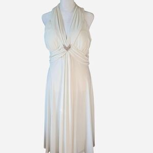 ✨ Jessica Howard Ivory Halter Neck Draped Midi Dress ✨
